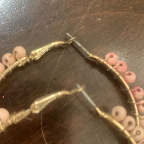 Boho large beaded hoops earrings - Picture 2 of 3